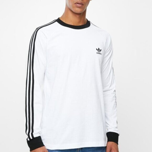 Adidas Adicolor Classics 3-Stripes Long Sleeve Tee – White/Black  Men’s Slim Fit - Picture 1 of 12